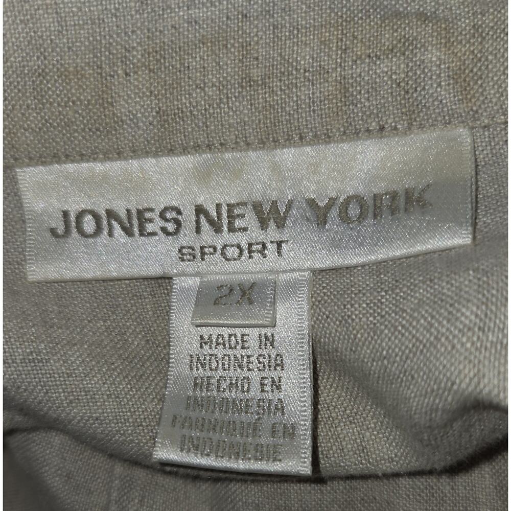 Linen Beige Shirt Jacket Womens Sz 2X JONES NEW YORK SPORT Button Down Pockets - Picture 9 of 16